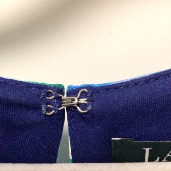 Womens Lauren Ralph Lauren Blue and Green Trapeze Sleeveless Dress - Picture 4 of 9